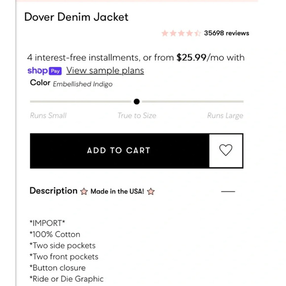 New Show Me Your MuMu Dover Jean Jacket Wedding Maid of Honor Boho Western - Picture 11 of 11